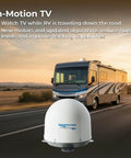 In Motion RV Satellite Antenna With Auto Multi Satellite Tracking For Road Trips Roof Mount Dome High Performance Mobile TV Antenna White