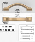 Dimensions of 10 Pack Champagne Bronze Cabinet Pulls 3 Inch Solid Zinc Alloy Cabinet Handles with screw details for kitchen cabinets.