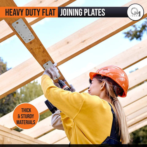 Heavy Duty Flat Joining Plates With Perforated Braces For Timber Wood And Metal Galvanized Steel Fixing Repair Connector 10 Pack Built Tough Workhorse Straight Brackets Pro Setup