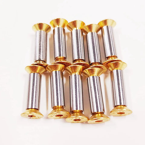 10 Pieces Knife Handle Hardware Kit M4 Screws Nuts Bolts Rivets With Flat Hex Head Gold Finish