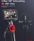 360 Degree Articulating Borescope With Dual Front And Side Lenses, 4 Way Joystick Control, Narrow 0.25 Inch Slim Probe For Tight Spaces