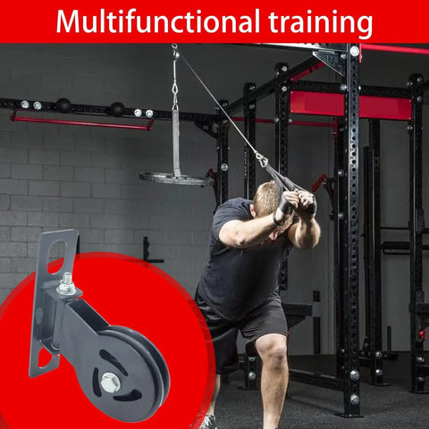 Heavy Duty Gym Cable Pulley With Detachable Rotation And Quiet Swivel Durable Fitness Pulley Attachment in use at home gym