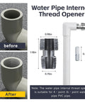 Heavy Duty Pvc Pipe Threader And Tapping Tool For 1 2 Inch To 3 4 Inch Pipes, showing before and after threading results.