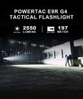 E9R G4 Tactical Flashlight 2550 Lumen Rechargeable LED illuminating rooftop at night, demonstrating bright beam range.