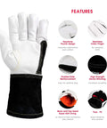 Goatskin TIG Welding Gloves With High Dexterity Premium Top Grain Leather Heat Resistant And Durable Kevlar Reinforced Stitching