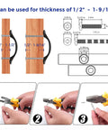 Installation diagram and tools for 30 Pack Solid 3 Inch Rounded Foot Arch Kitchen Cabinet Handles Matte Black Finish Curved Drawer Pulls