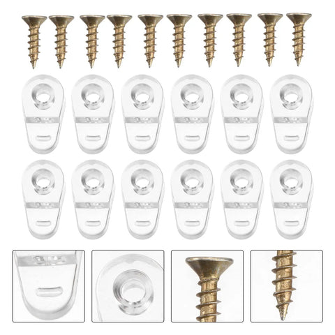 20 Piece Glass Retainer Clips Kit With Solid Screws For Cabinet Doors And Windows Includes Heavy Duty Plastic Holders for mirrors and panels