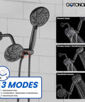 High Pressure Tub And Shower Faucet Set With 6 Modes ABS Handheld Spray Includes Valve Body And Trim Kit, oil rubbed bronze, 3 modes