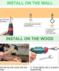 Installation guide for Heavy Duty 30 Pcs Black Eye Screw Hooks Ceiling Hooks for Hanging Plants and more on wall and wood.
