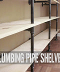 DIY shelving using 1 Inch Gray Pipe Fitting Kit 30 Pack Floor Flange Elbow Tee Set For DIY Furniture Shelving And Industrial Vintage Decor
