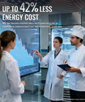 Top Notch Commercial Reach In Freezer Made From Solid Stainless Steel With A Roomy 49.6 Cubic Foot Hold And Sure Fire Digital Thermostat Controls Minus 10 To Plus 10 Degrees Plus Hassle Free Defrost For Busy Bars Restaurants And Shops, shown in use with researchers discussing energy efficiency.
