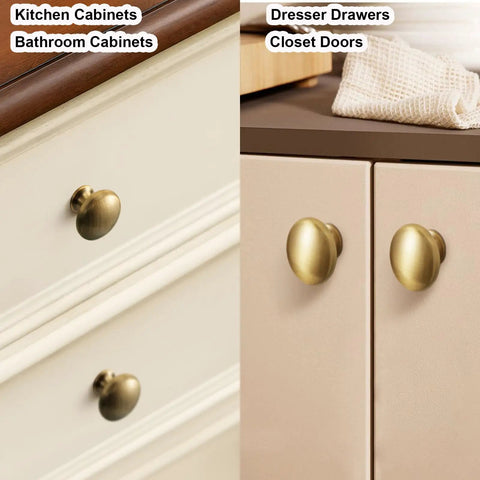 Gold Cabinet Knobs 2 Pack, Solid Brass Round Drawer Knobs on kitchen and dresser displays, 30mm, premium classic finish