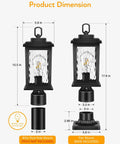 Two Pack Dusk To Dawn Outdoor Post Light Fixtures With Pier Mount Base dimensions and mounting options illustration