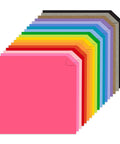 Bold 18 Color Cardstock Pack, 12X12 Inch, 65 Lb 176 GSM, 72 Sheets, vibrant colors stacked in a fan arrangement