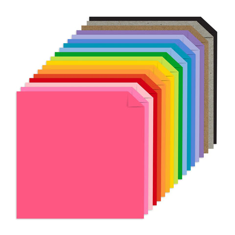 Bold 18 Color Cardstock Pack, 12X12 Inch, 65 Lb 176 GSM, 72 Sheets, vibrant colors stacked in a fan arrangement