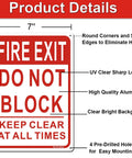 Keep It Clear Fire Exit Sign 10x7 Aluminum Do Not Block Door Weather Resistant Rust Free Easy Mounting 2 Pack High Visibility Red On White For Quick Safety Reminder, 10x7 sign with 4 holes