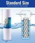 Diagram with 10 Pack Polypropylene Sediment Water Filter Cartridges For GE GXWH20S - Deep Filtration, 5 Micron Whole House Replacement