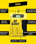 Front view of MTB Sag Tool Pro Digital Suspension Tuning Kit with labeled features like LCD display and nylon-coated cable.