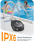 Portable Travel Safe Lock Box With 4 Digit Combo Waterproof Durable Security Case by a poolside with steel cable attached