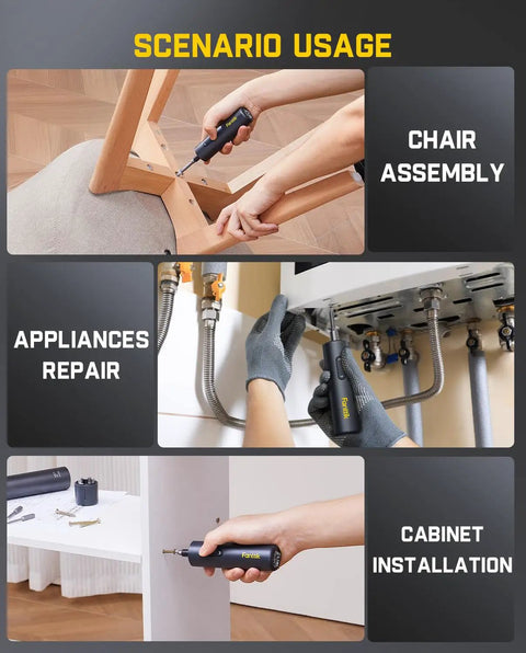 Sleek Pocket Capsule Cordless Electric Screwdriver Kit With Deluxe Extra Bit Holder And Storage Pouch Pretty Dang Handy For Fast Repairs And Weekend Diy Tasks used for chair assembly, appliance repair, and cabinet installation.