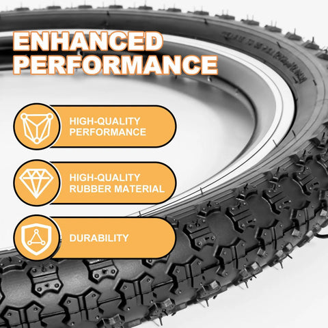 Close-up of 20x2.125 inch kids bike tire from 2 Pack 20x2.125 Inch Kids Bike Tires Set With Tubes And Levers For BMX MTB And Youth Rides