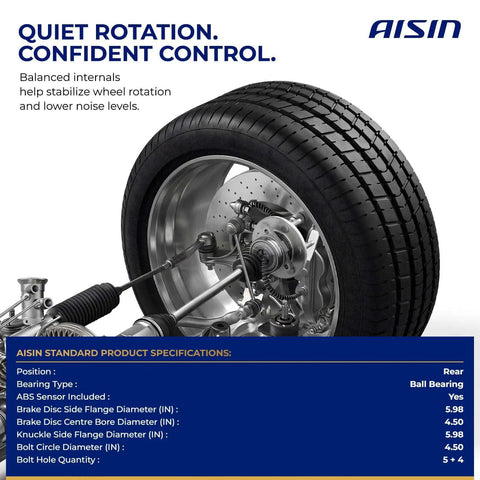 Premium Rear Wheel Bearing Hub Assembly Straight Up Built Tough For Toyotas on vehicle with tire and suspension details.