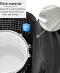 Interior view of Ultra Heavy Duty 5 Piece Padded Drum Bag Set With Tough Durable Nylon Travel Cases, showcasing thick padding.