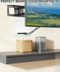 Stress Free Install Recessed Tv Media Box Featuring Wifi Friendly Cable Routing Compatible With Roku Apple Fire Stick And Samsung, mounted behind a TV with organized cables.