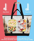 Western Desert Cowboy Style Insulated Cooler Bag With Large Compartment Reusable Thermal Tote with food and drinks inside