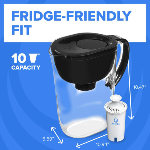 Fridge Friendly Water Pitcher With 10 Cup Capacity, BPA Free, Includes 1 Standard Filter, SmartLight Change Indicator