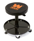 Rolling Mechanic Stool With 300 Pound Capacity Pneumatic Height Adjustment From 15 To 20 Inches Five Two Point Five Inch Swiveling Casters
