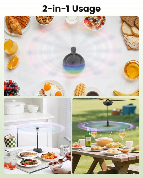 Four Pack Table Fans With Flexible Gooseneck And Soft Blades, AA Battery Powered Portable Silent Fans for dining tables.