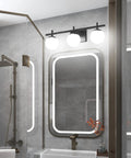 Dope Mid Century Modern Bathroom Vanity Lights Matte Black With Milky Glass Over Mirror Three Light Wall Sconce