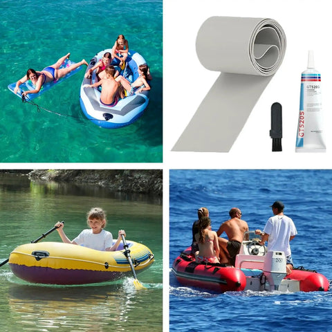 Inflatable Patch Repair Kit With Waterproof Tape And Heavy Duty Adhesive Seal Technology for quick leak stop on inflatable boats.