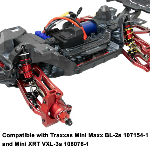 Aluminum RC Shock Absorber Set Front And Rear With Adjustable Springs Red For 1 By 16 Traxxas Mini Maxx 4WD Upgrade Kit