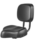 Ultra Comfy Wide Bike Seat With Backrest For Tricycles And Electric Rides, black PU leather saddle with aluminum frame