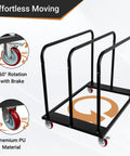 Heavy Duty Steel Panel Cart For Drywall And Lumber, 1800 Lbs Capacity With 5 Inch PU Swivel Wheels and brake system