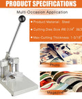 Heavy Duty Corner Rounder Punch Cutter With Interchangeable 6mm And 10mm Dies, metal construction, showcased with product specs