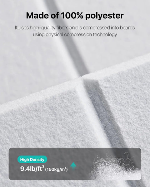 Close-up of self adhesive soundproof foam panels made of 100% polyester with high density characteristics.