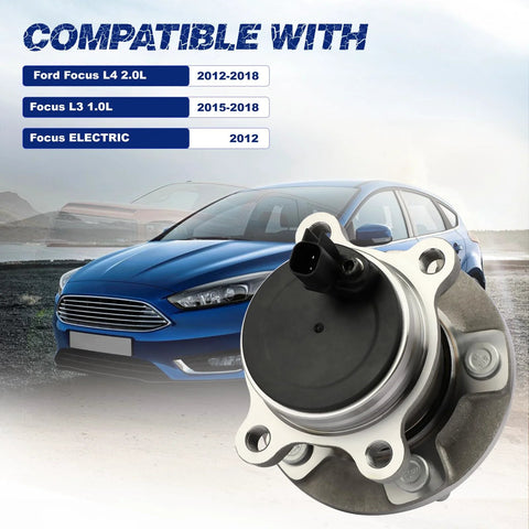 Rear Wheel Hub Bearing Assembly For Focus 2012-2018 With VKBA6789 512466 BV612C299AAC in front of a blue Focus car