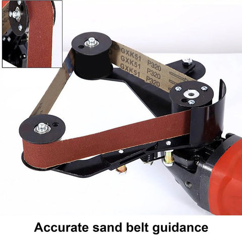 Diy Mini Belt Sander And Stainless Steel Pipe Polisher Featuring Flexible 20 And 40 Mm Strips For Zero Stress Grinding And Hella Smooth Finishes On Tight Curves Today, showcasing detailed sand belt guidance system.