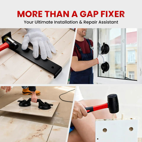 Floor Gap Fixer Tool Kit For LVP And Laminate Floors DIY Installation And Repair Set with suction cup, rubber mallet, pull bar.