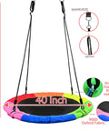 40 Inch Saucer Tree Swing For Kids With 900D Oxford Waterproof Fabric And 900 Lb Weight Capacity, Adjustable Hanging Straps
