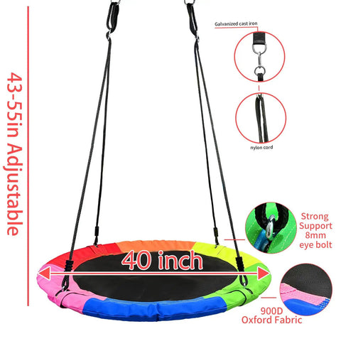 40 Inch Saucer Tree Swing For Kids With 900D Oxford Waterproof Fabric And 900 Lb Weight Capacity, Adjustable Hanging Straps