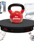 Large Programmable Electric Rotating Platform For Pro Photography And 3D Scanning With Bluetooth And Usb Control Api Ready Custom Workflow Built Different Studio Setup Lazy Susan Display Stand with kettlebell and remote.