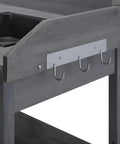 Hooks on Outdoor Potting Bench Table All In One Garden Workstation With Drawer Adjustable Shelf Removable Sink and Pads, Gray Finish