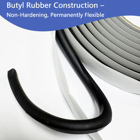 Heavy Duty Butyl Tape Sealant For Headlights And Tail Lights. 8 Mm X 13 Feet Black tape showing flexible butyl rubber construction.