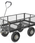 Heavy Duty Steel Utility Cart With 800 Pound Load Capacity 4 Cu Ft Bed Black Finish Removable Side Panels Outdoor Wagon