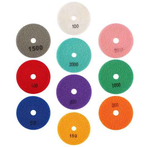 Pro Grade Polishing Pads Set For Wet And Dry Grinding shown in various grits