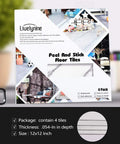 White Marble Peel And Stick Floor Tiles 12x12 Inch Waterproof Vinyl Flooring package showing tile thickness and size.